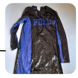 Ralph Lauren Black and Blue Sequin Long Sleeve Dress